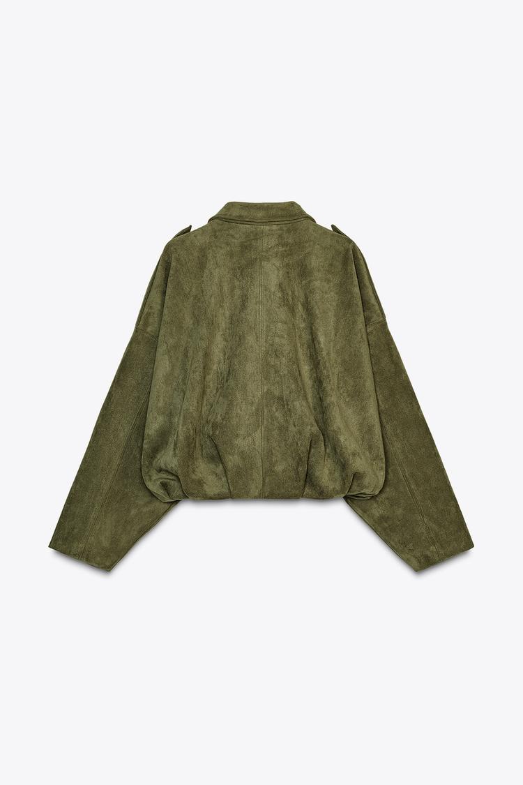 Suede Olive Bomber Jacket