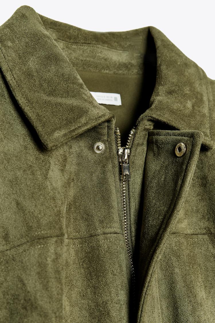 Suede Olive Bomber Jacket