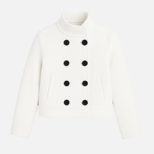 Snow Contrast Pea Coat