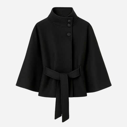 Noir Belted Cape Coat